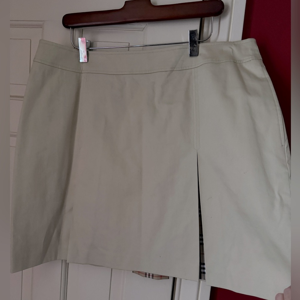 Burberry khaki pleated golf skirt